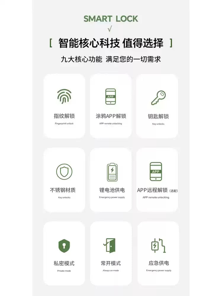 咏洛木门指纹锁球形智能锁家电子密码锁家用门锁办公室内入户门锁