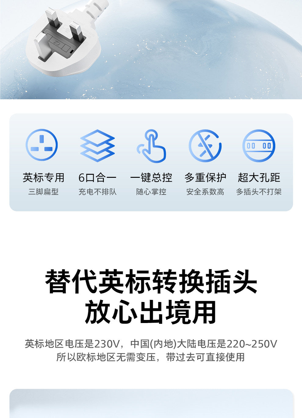 飞利浦英标插座排插英转中插头接线板中国香港英国新加坡转换插头
